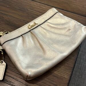 Coach Gold Leather Wristlet